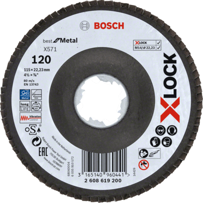 Ny ekte Bosch 2608619200 X571 Best for Metal X-Lock Flap Discs, vinklet