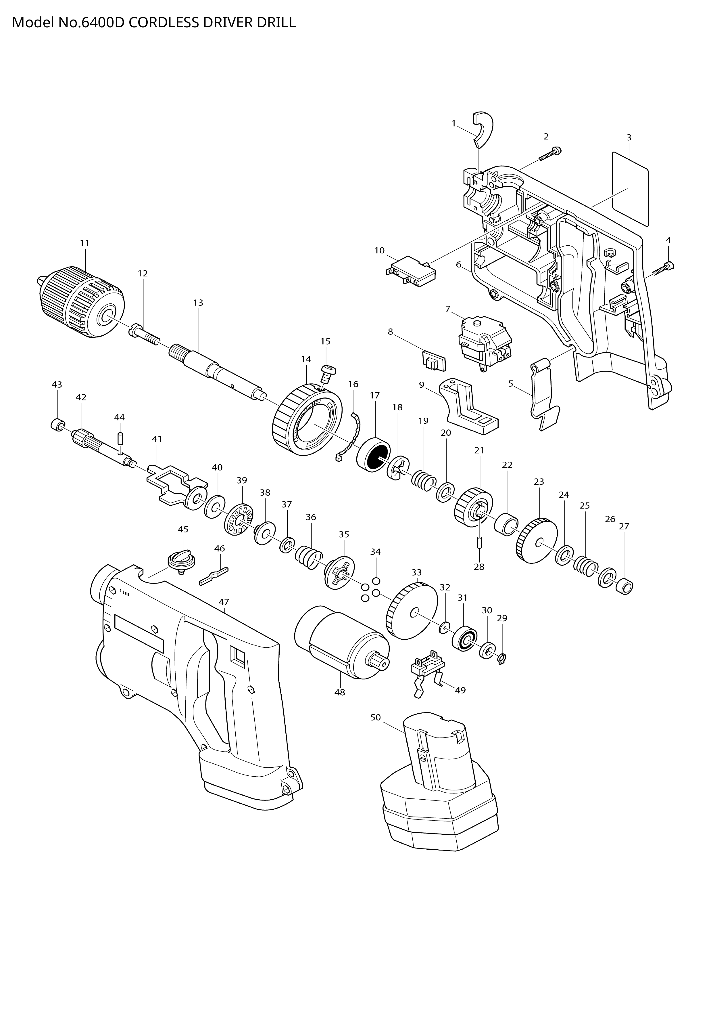 Makita 6400D — сборочный чертёж, лист 1, деталь 629618-4 поз. 048