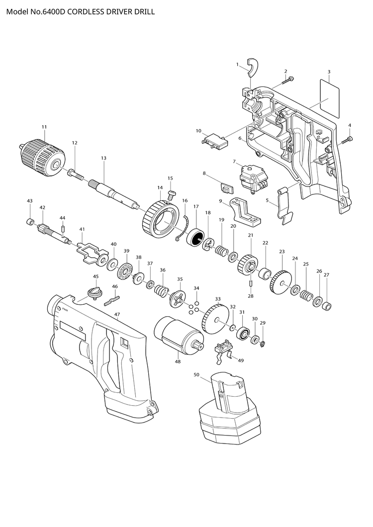 Makita 6400D — сборочный чертёж, лист 1, деталь 629618-4 поз. 048