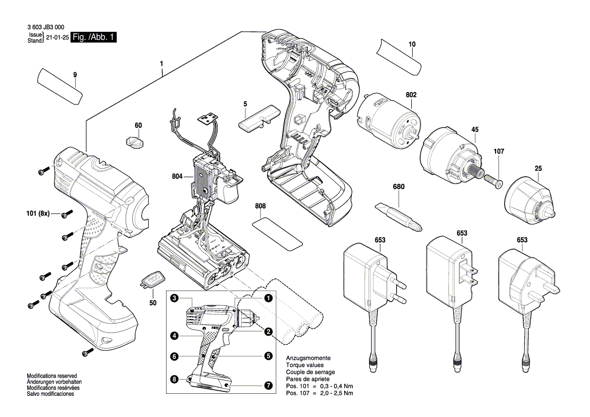 New Genuine Bosch 1600A00XH3 Motor assembly