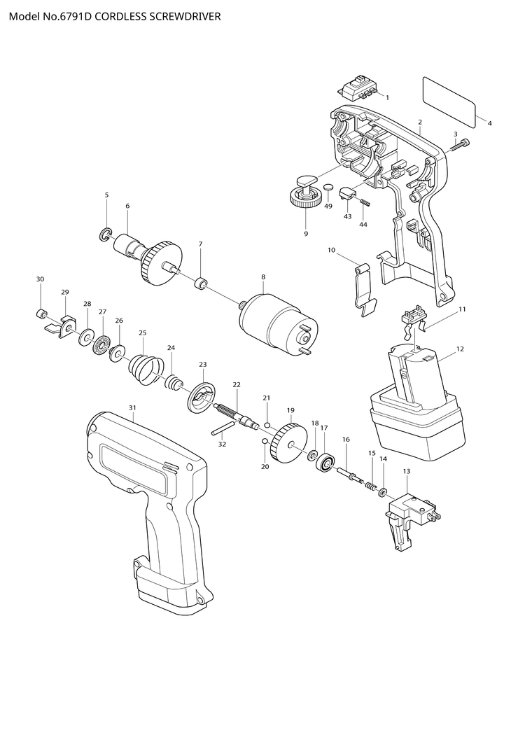 Makita 6791D — сборочный чертёж, лист 1, деталь 629580-3 поз. 008