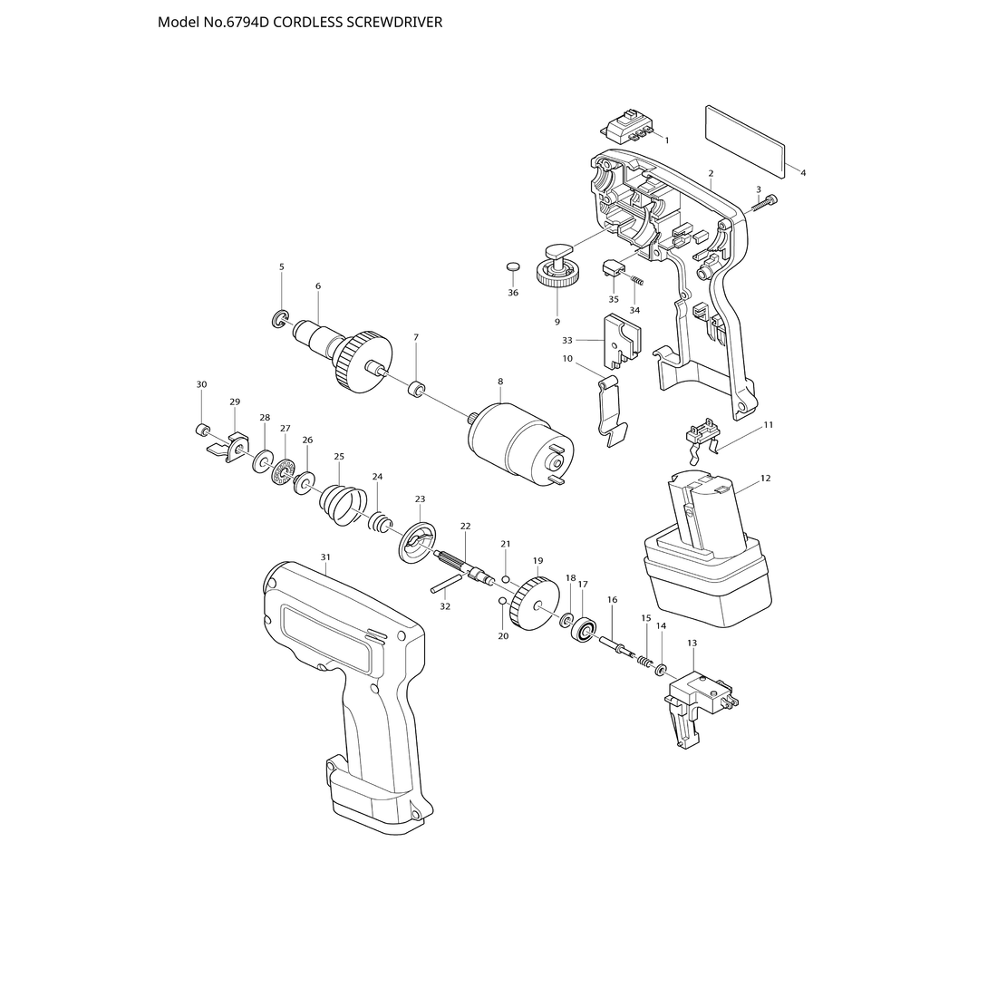 Makita 6794D — сборочный чертёж, лист 1, деталь 629607-9 поз. 008