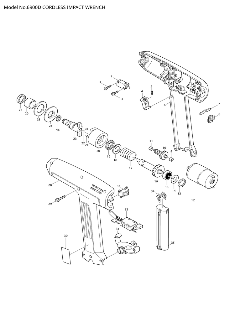 Makita 6900D — сборочный чертёж, лист 1, деталь 531054-1 поз. 033