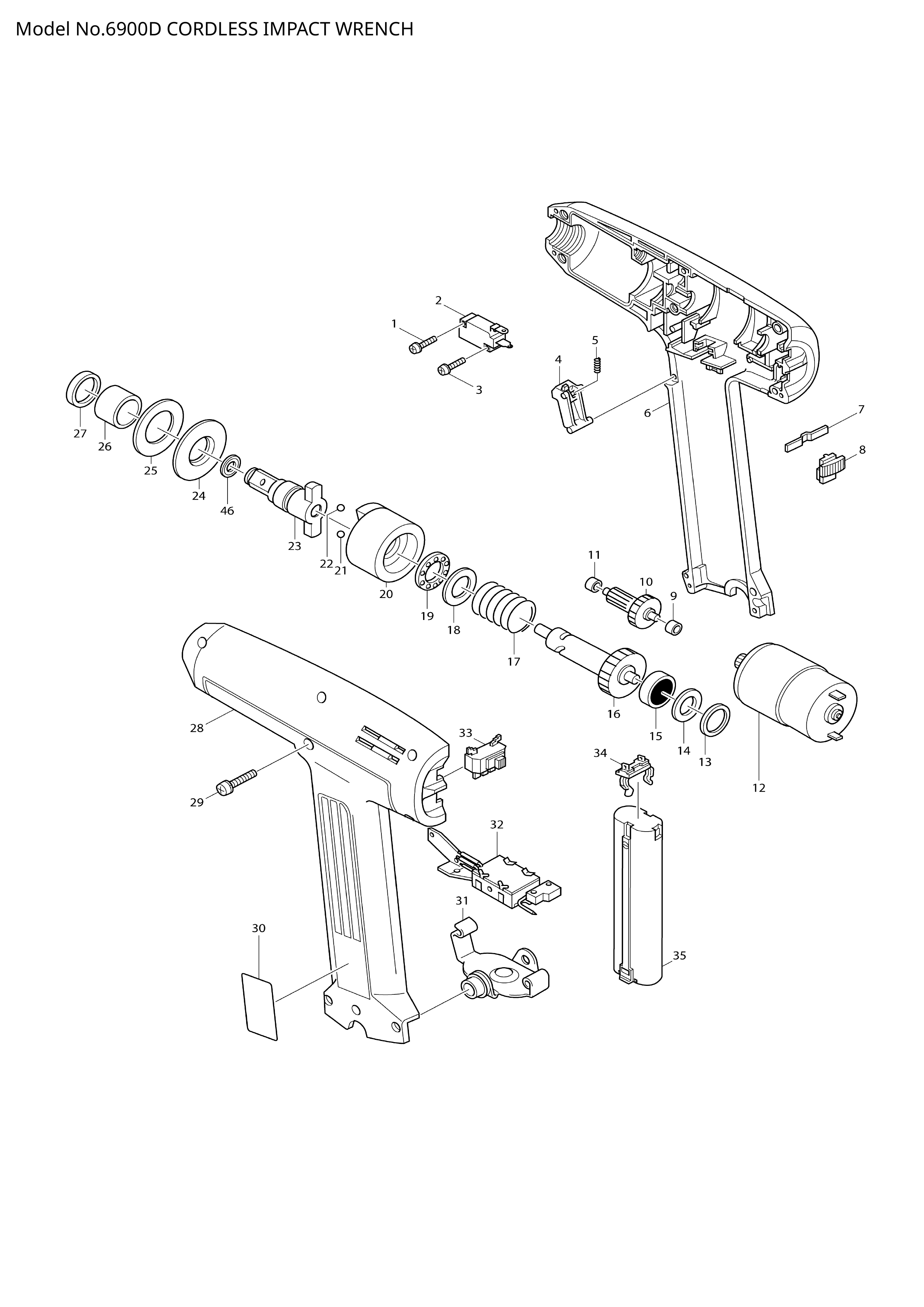 Makita 6900D — сборочный чертёж, лист 1, деталь 629577-2 поз. 012