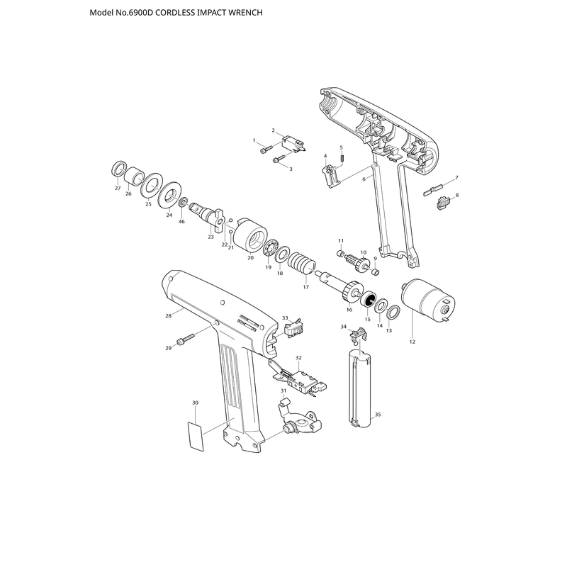 Makita 6900D — сборочный чертёж, лист 1, деталь 629577-2 поз. 012