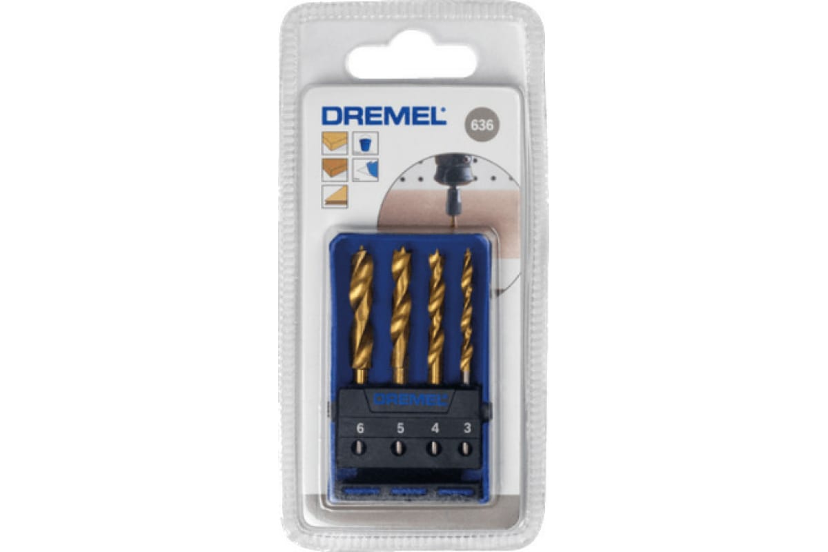 Новый оригинальный набор сверл по дереву Dremel 26150636JA (636) Сверление