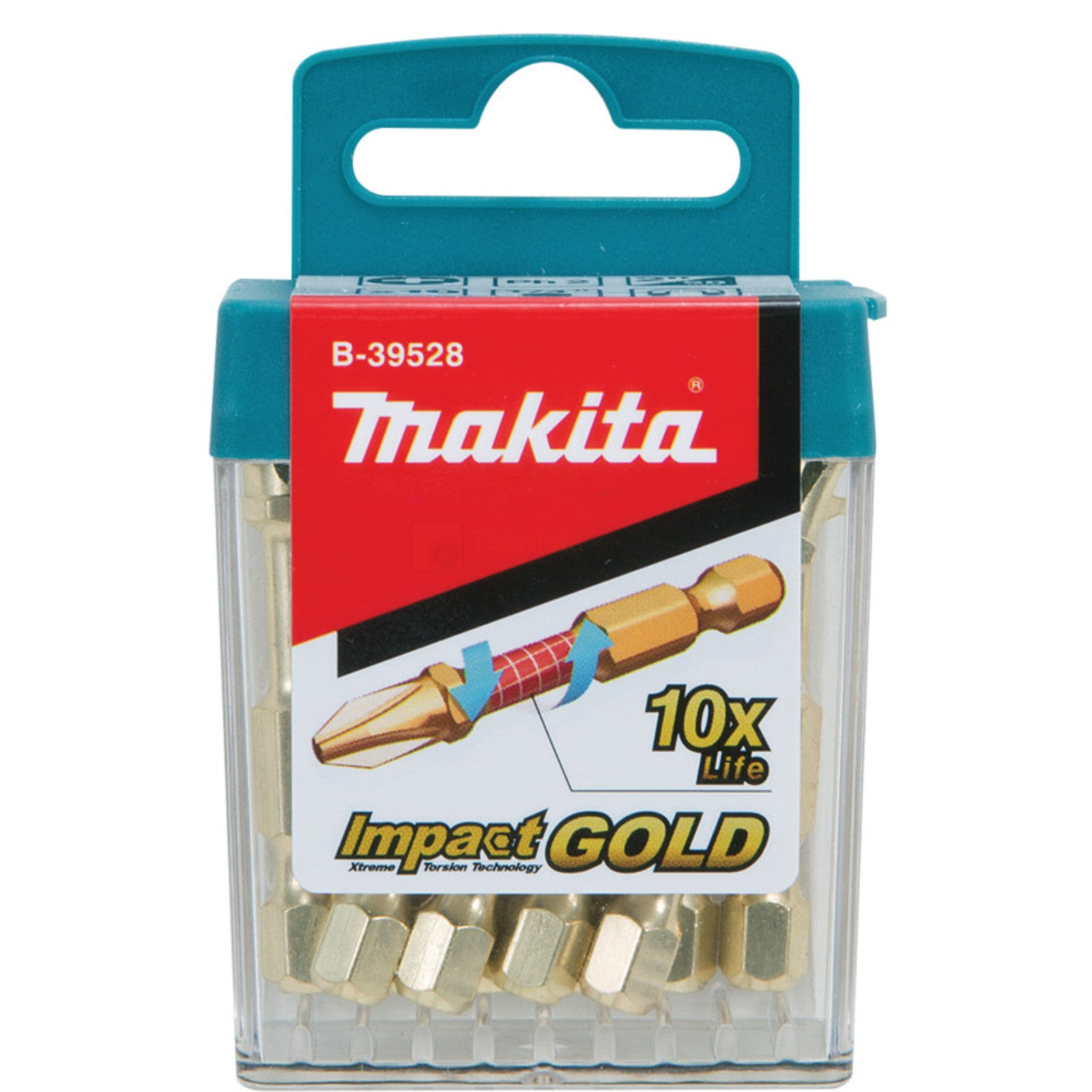 Ny Makita B-39528 Impact Gold Ph2 50mm skruvmejselbit (10 bitar i 1 förpackning)