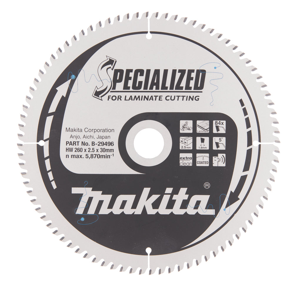 Neu Original Makita B-29496 Kreissägeblatt HM 260 x 2,5 x 30 mm 5 ° 84 Zähne