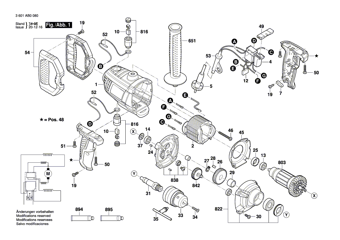 Ny äkta Bosch 1619PA7843 -handtag