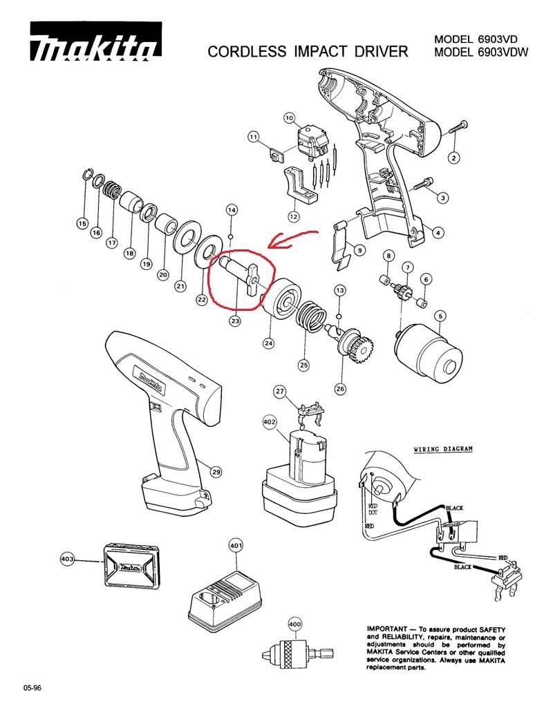 Ny ekte Makita 322458-6 Anvil for 6903