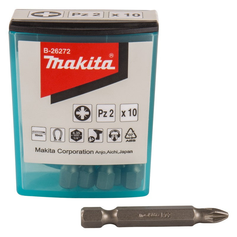 Ny ekte Makita B-26272 Skrue Bit Flip Top Case PZ2X50MM 10PCS