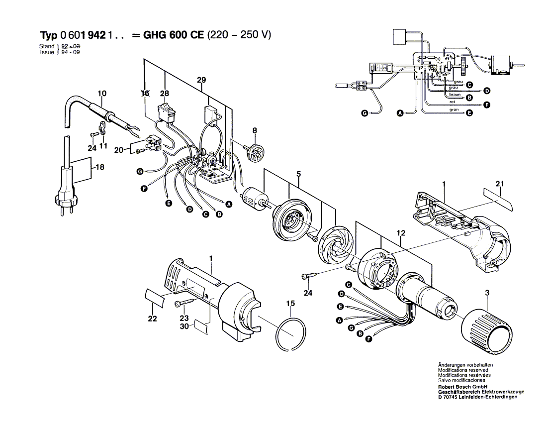 Ny ekte Bosch 1609202264 av-av-bryter