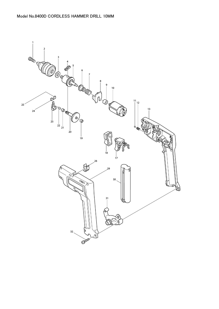 Makita 8400D — сборочный чертёж, лист 1, деталь 531044-4 поз. 017-2