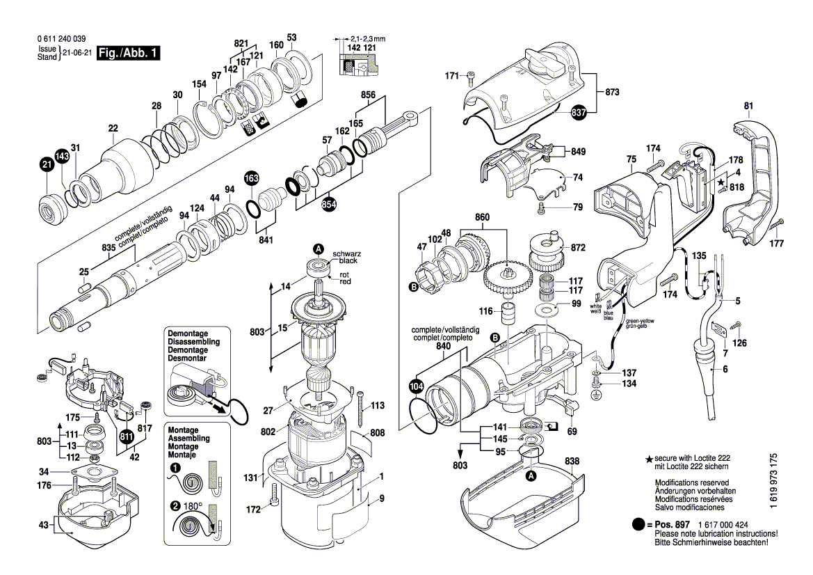 Nouveau véritable Bosch 1617000847 Mécanisme d'impact Mécanisme