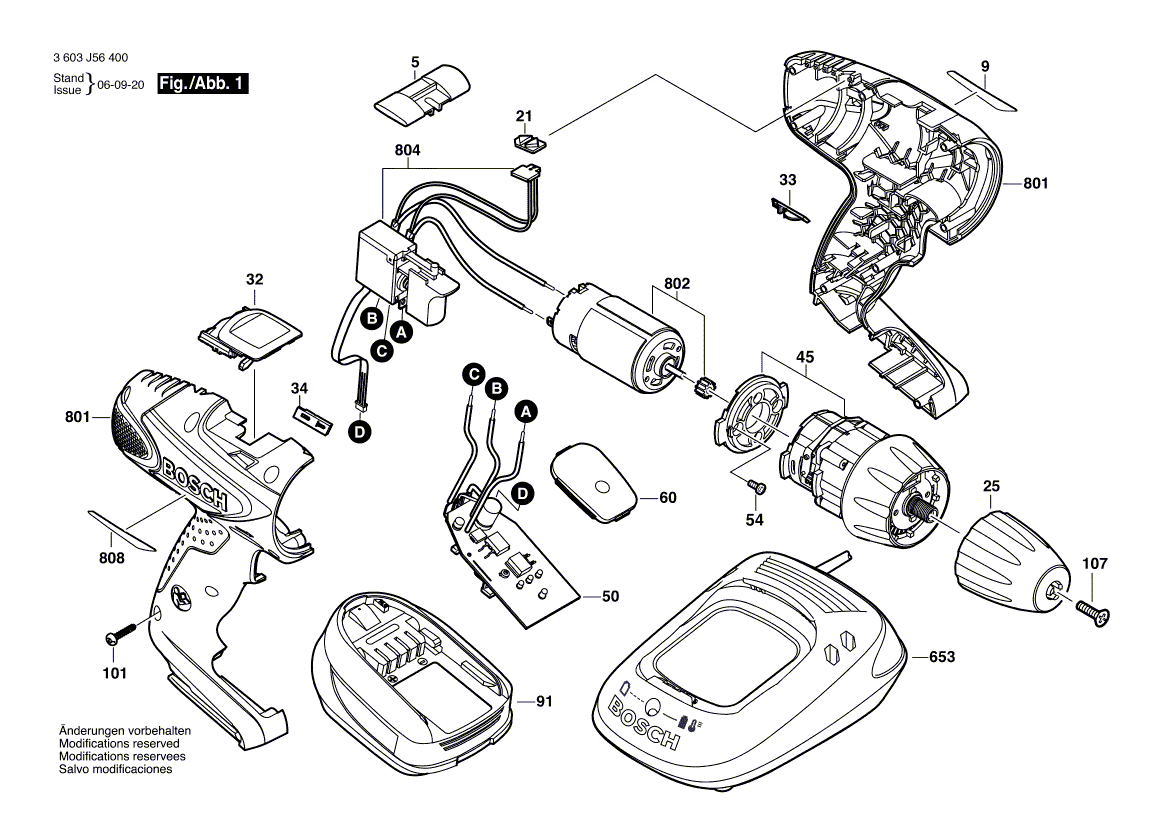 Nieuwe echte Bosch 2609001957 DC -motor