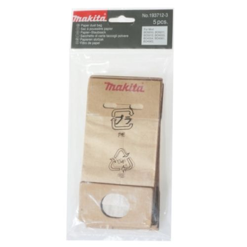 New Genuine Makita 193712-3 Paper Dust Bag (Pack of 5) BO4555 BO4556 BO4565