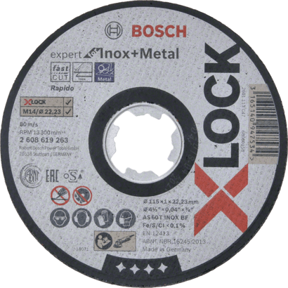 Ny ekte Bosch 2608619263 X-Lock Expert for Inox og metallskjæringsskive for