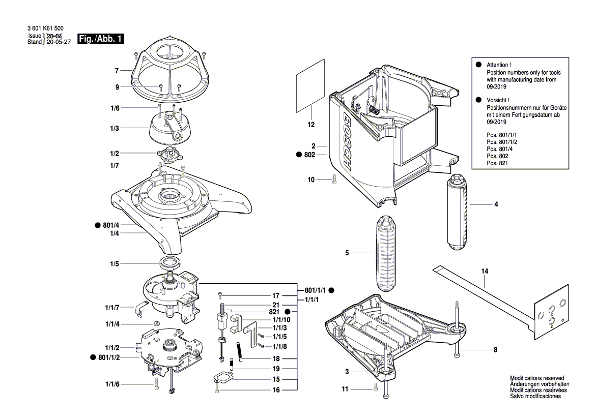 Nouvel élément de nivellement Bosch 1600A01NM0 authentique