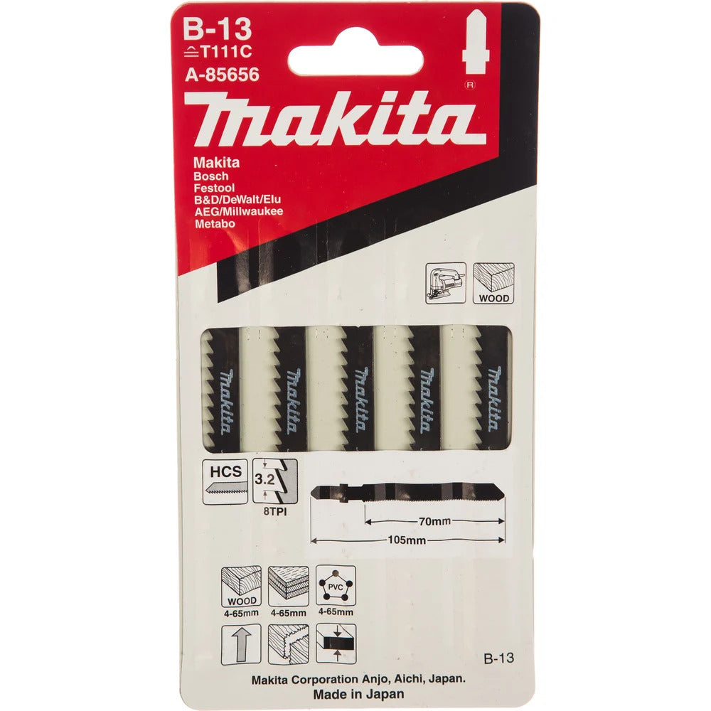 Neu Original Makita A-85656 Stichsägeblatt B-13 (T111C) 70mm HCS 5St