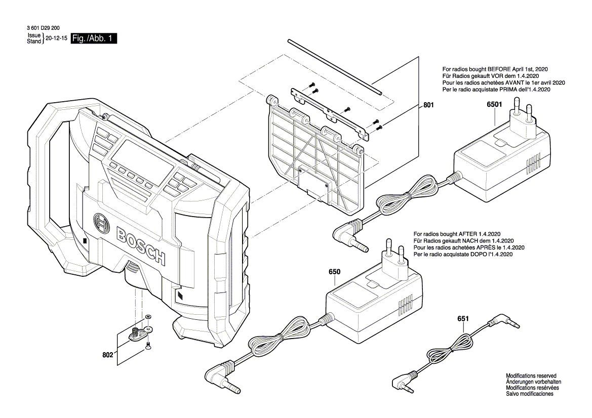 Neues echtes Bosch 1600A000ZT Netzteil