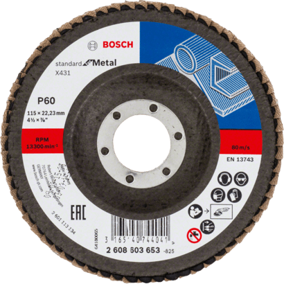 New Genuine Bosch 2608603653 X431 Standard for Metal Flap Discs, Angled Version