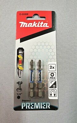 New Genuine Makita E-03305 Impact Premier Screw Bit PZ2, 50mm