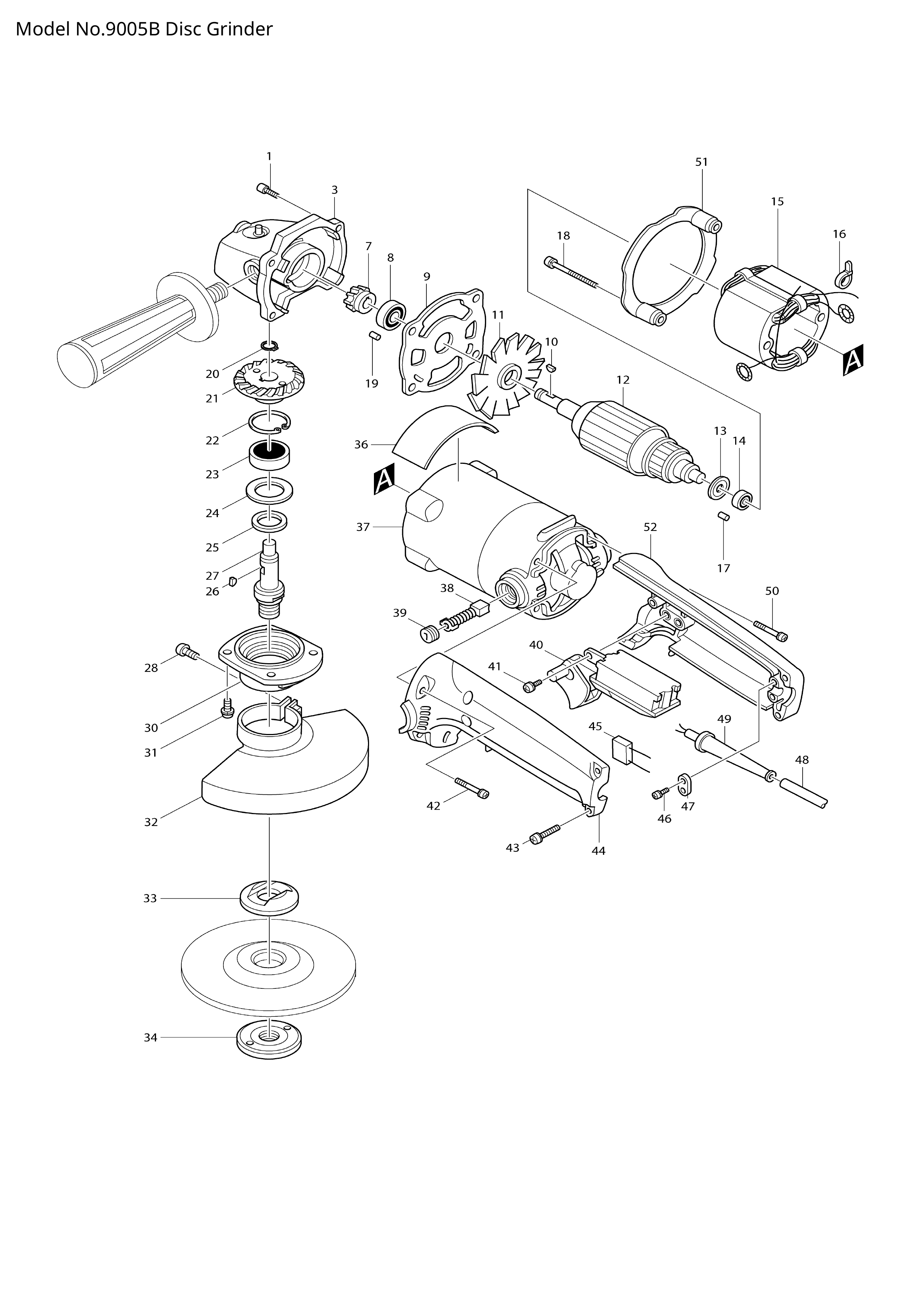 Makita 9005B — сборочный чертёж, лист 1, деталь 516093-2 поз. 012C1