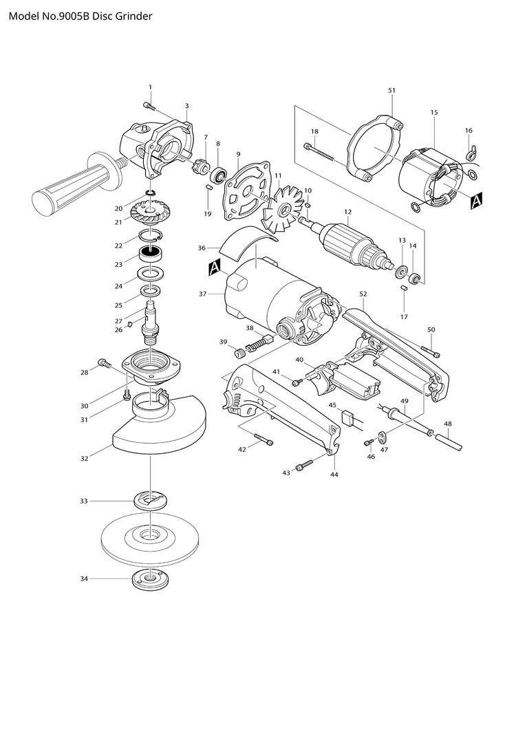 Makita 9005B — сборочный чертёж, лист 1, деталь 516093-2 поз. 012C1