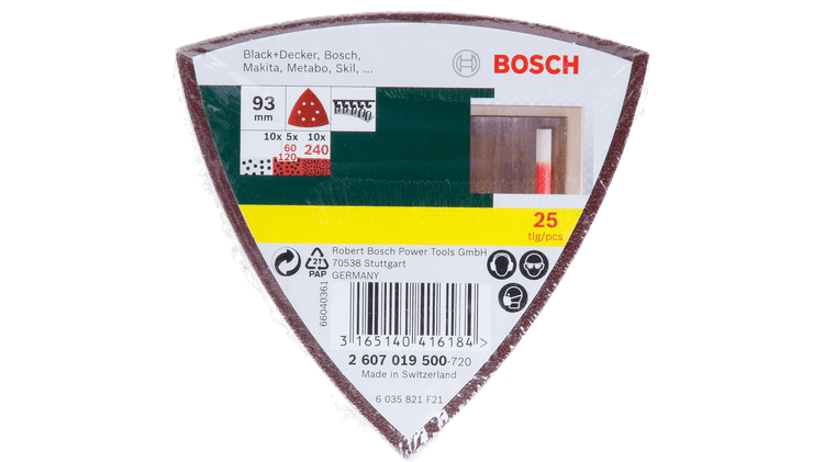 Neu Original Bosch 2607019500 Schleifblatt-Set 93 mm 25-teilig gemischte Schleifblätter