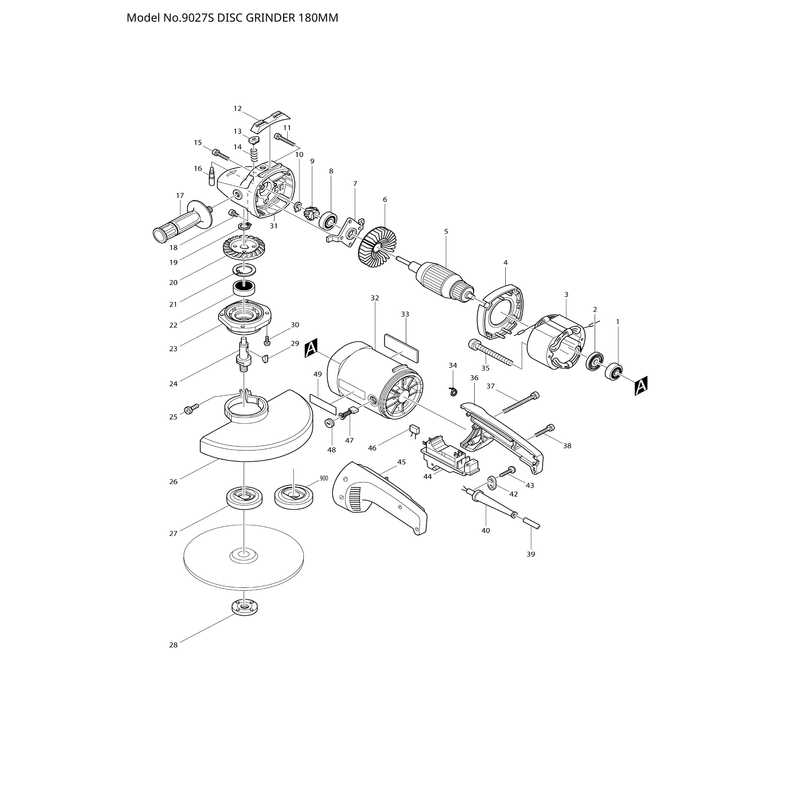 Makita 9027S — сборочный чертёж, лист 1, деталь 516658-0 поз. 005C4