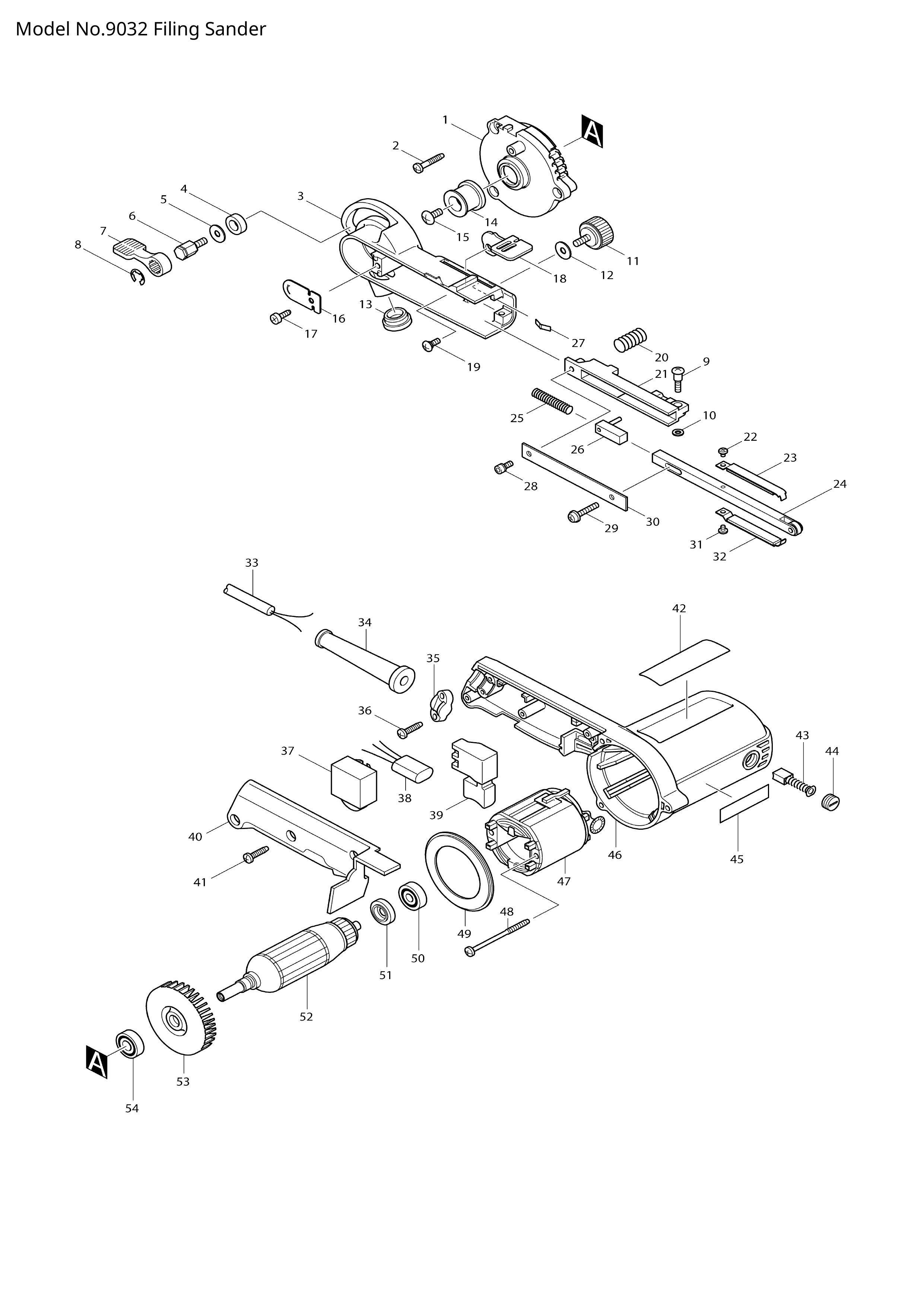 Makita 9032 — сборочный чертёж, лист 1, деталь 191N60-8 поз. F37