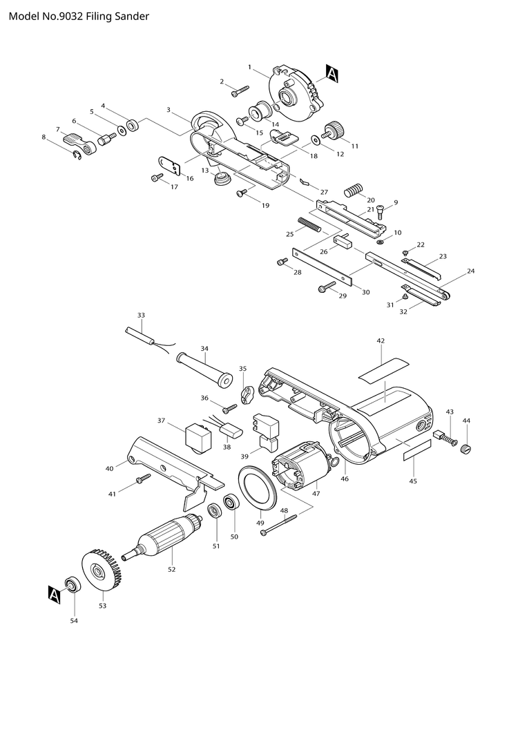 Makita 9032 — сборочный чертёж, лист 1, деталь 191N60-8 поз. F37