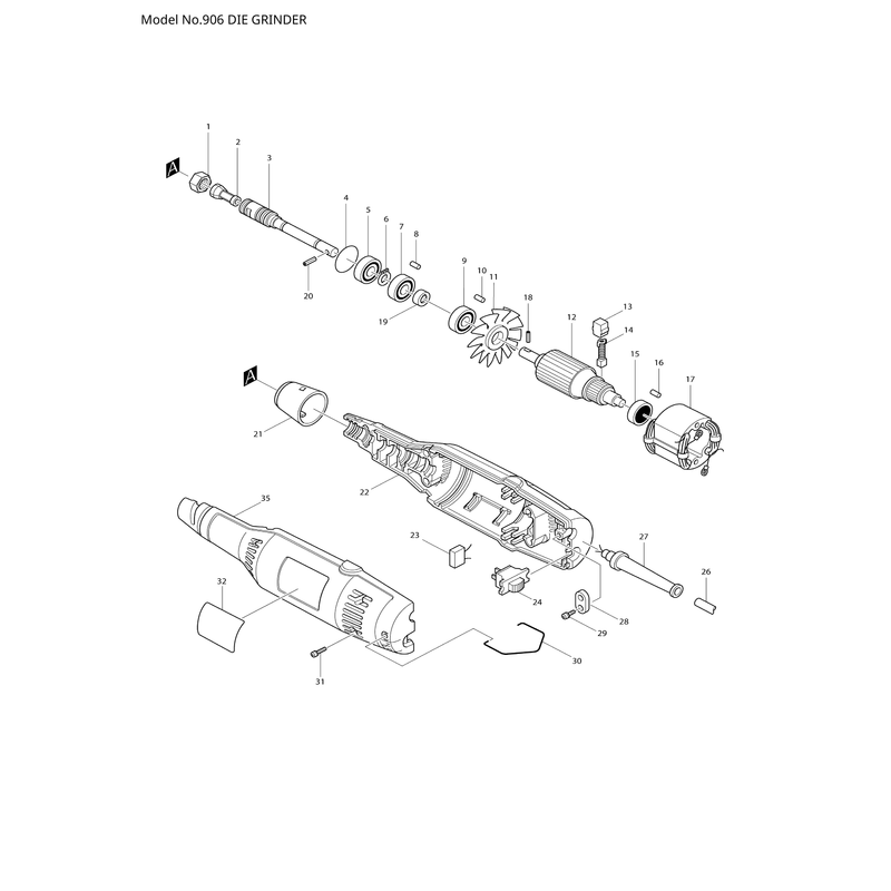 Makita 906 — сборочный чертёж, лист 1, деталь 651600-5 поз. 024