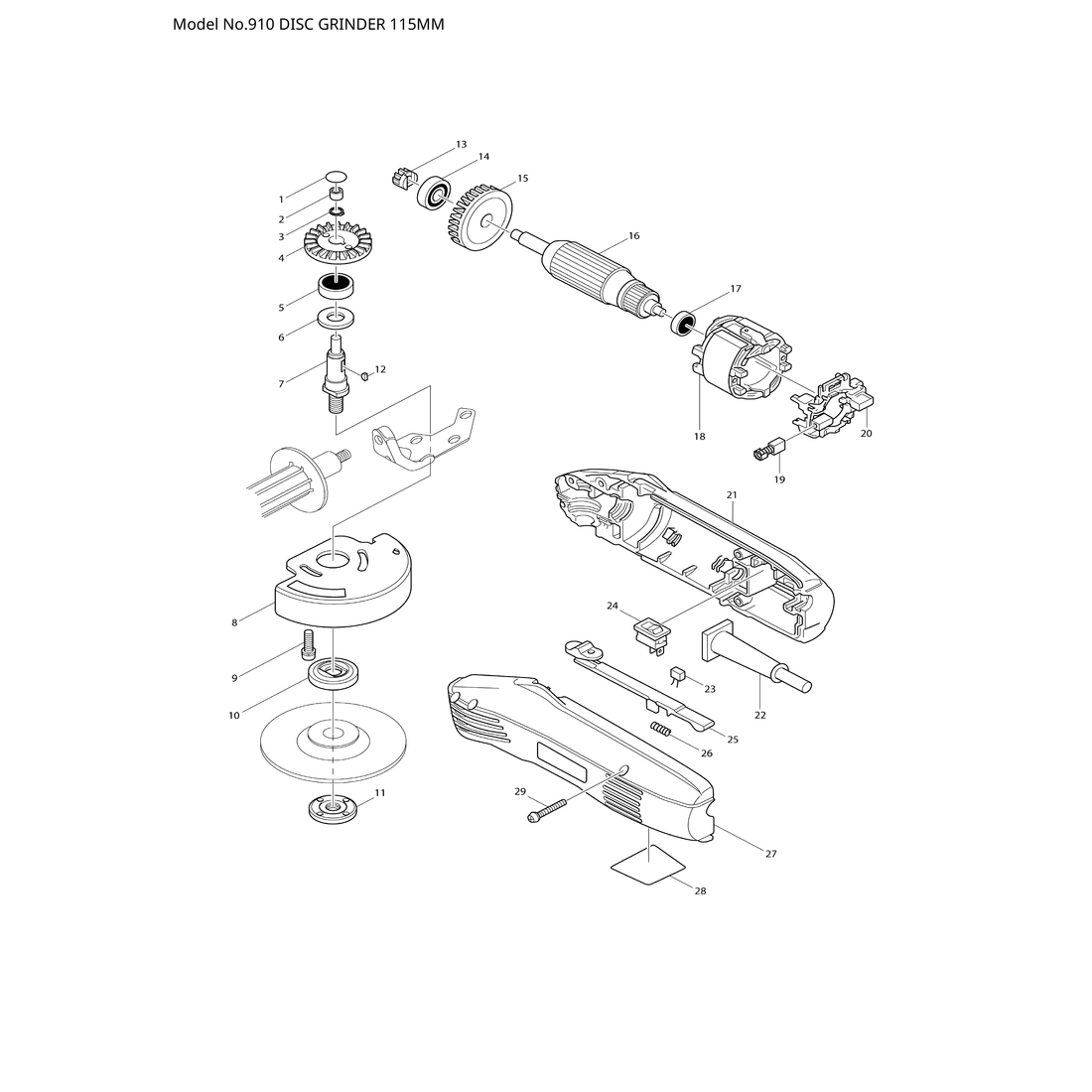 Makita 910 — сборочный чертёж, лист 1, деталь 511968-0 поз. 016C1
