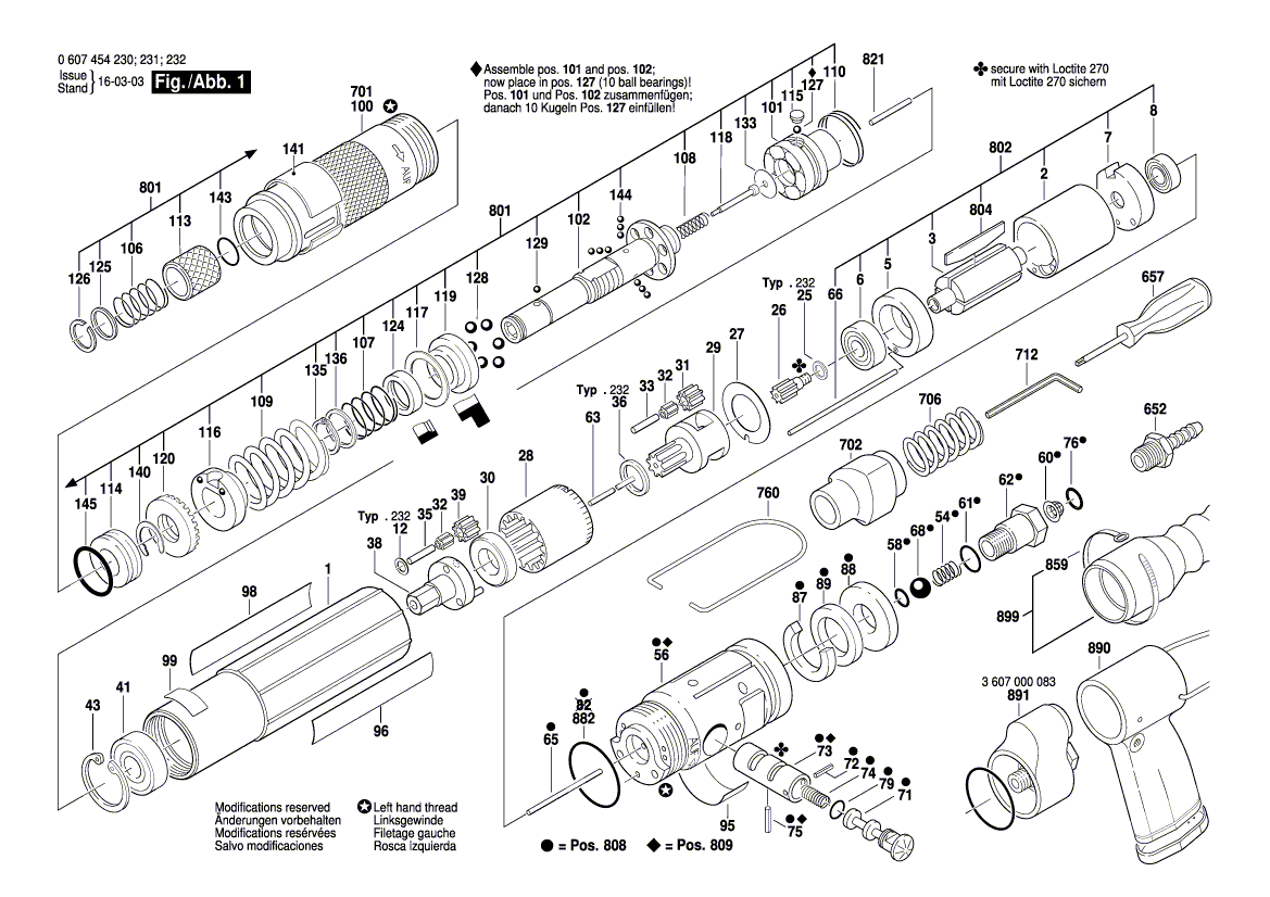 Nouveau véritable Bosch 3607031425 Assemblage de pièces de service