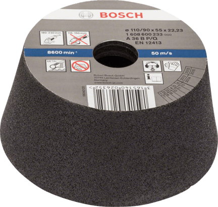 Neu Original Bosch 1608600233 Konische Topfscheibe für Metall Für große Winkel