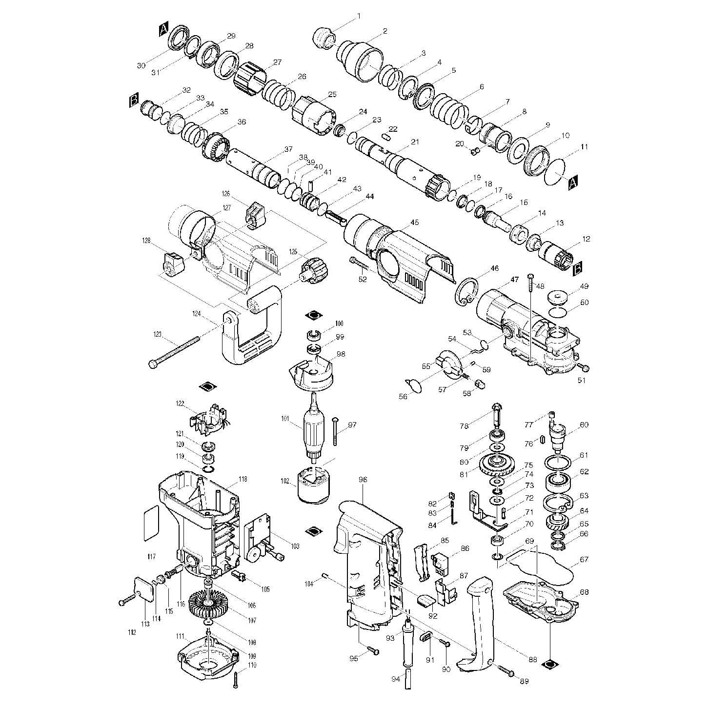 Ny ekte Makita 634299-1 felt 240V for HR4000C