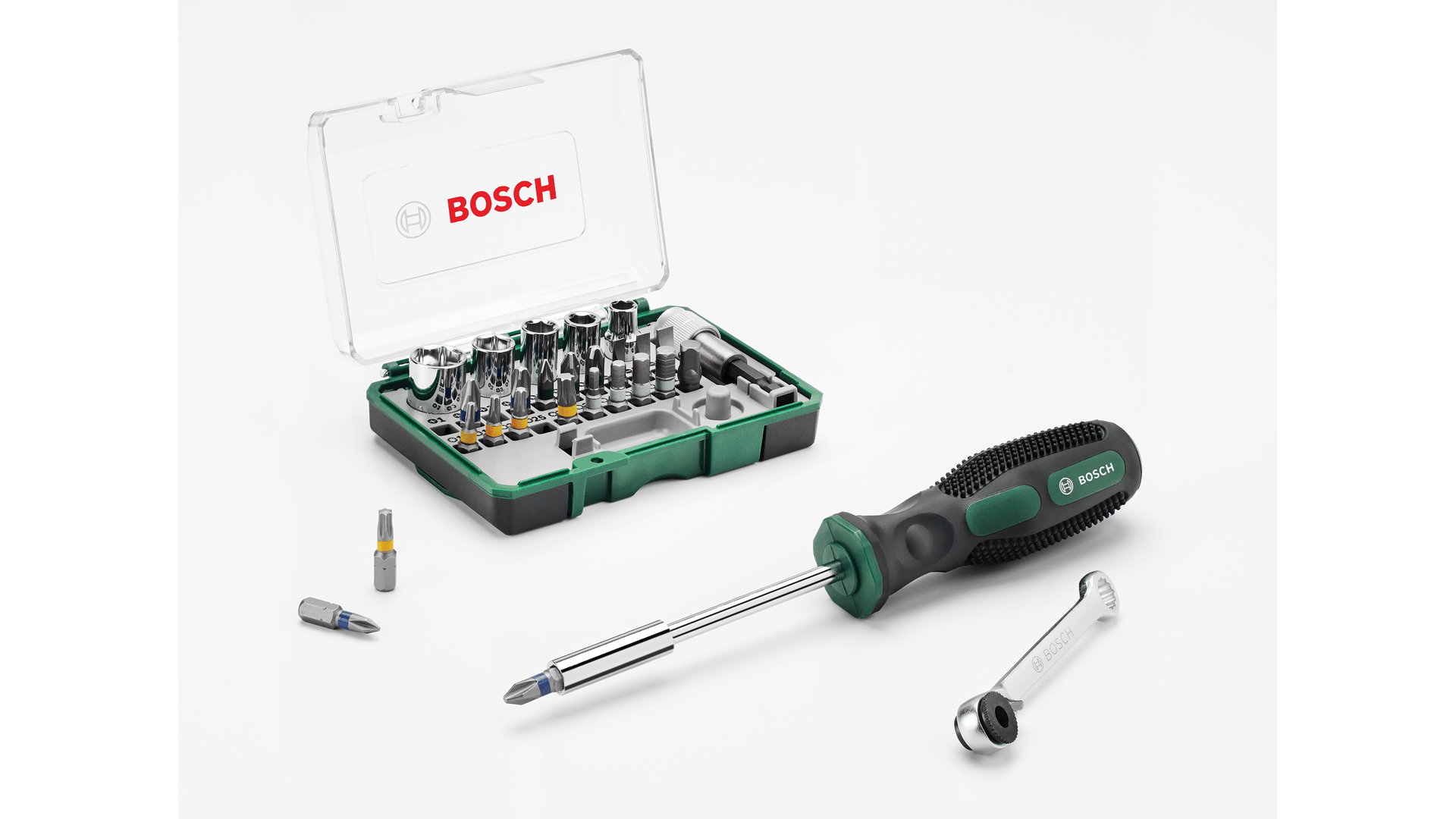 Новый оригинальный набор отверток Bosch 2607017331, 27 предметов, с трещоткой и