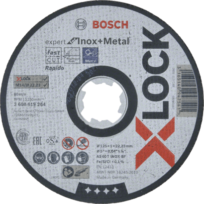 Ny ekte Bosch 2608619264 X-Lock Expert for INOX og metallskjæringsskive for