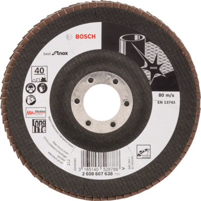 New Genuine Bosch 2608607638 X581 Best for Inox Flap Discs, Angled Version For