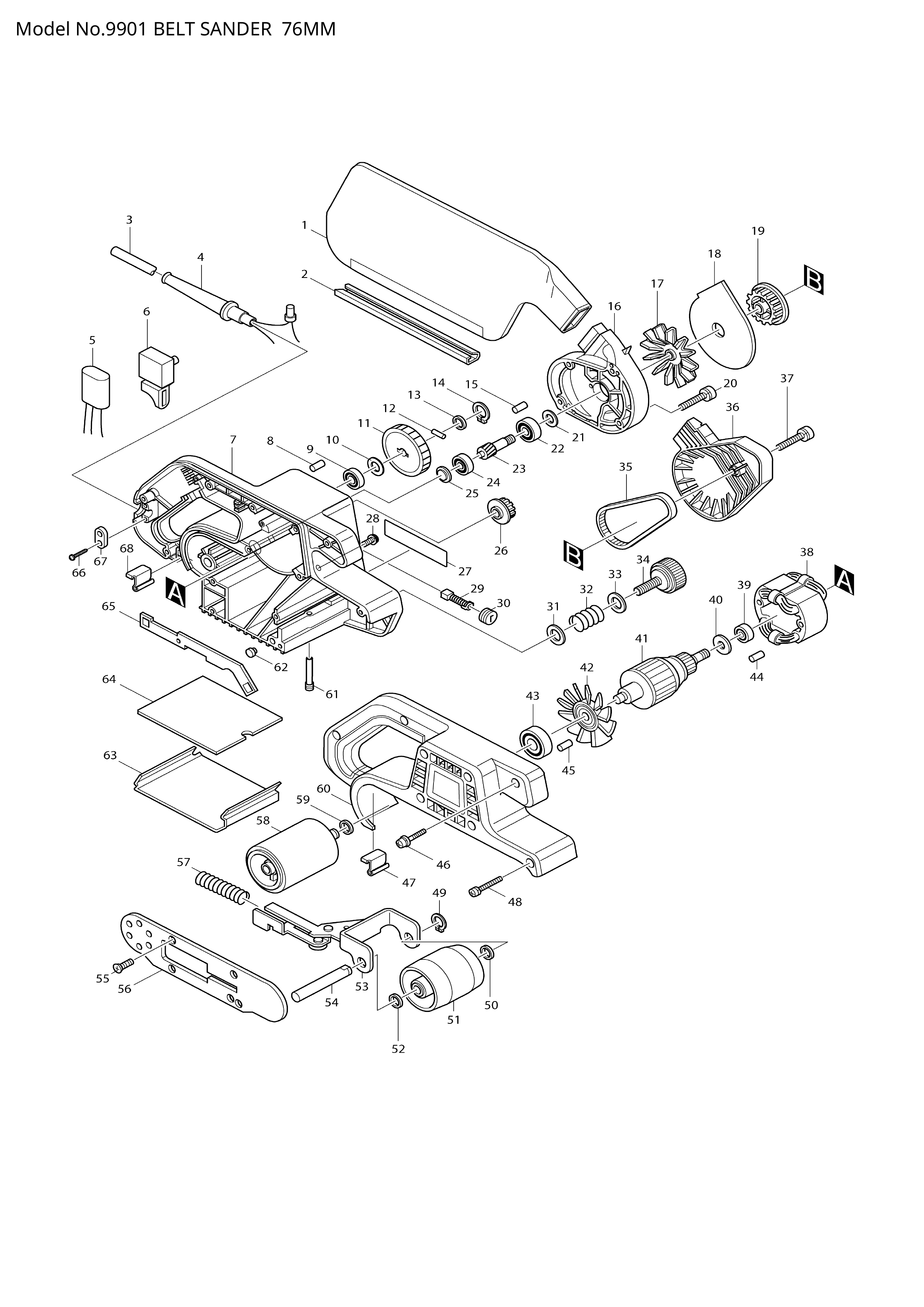 Makita 9901 — сборочный чертёж, лист 1, деталь 518618-8 поз. 041F1
