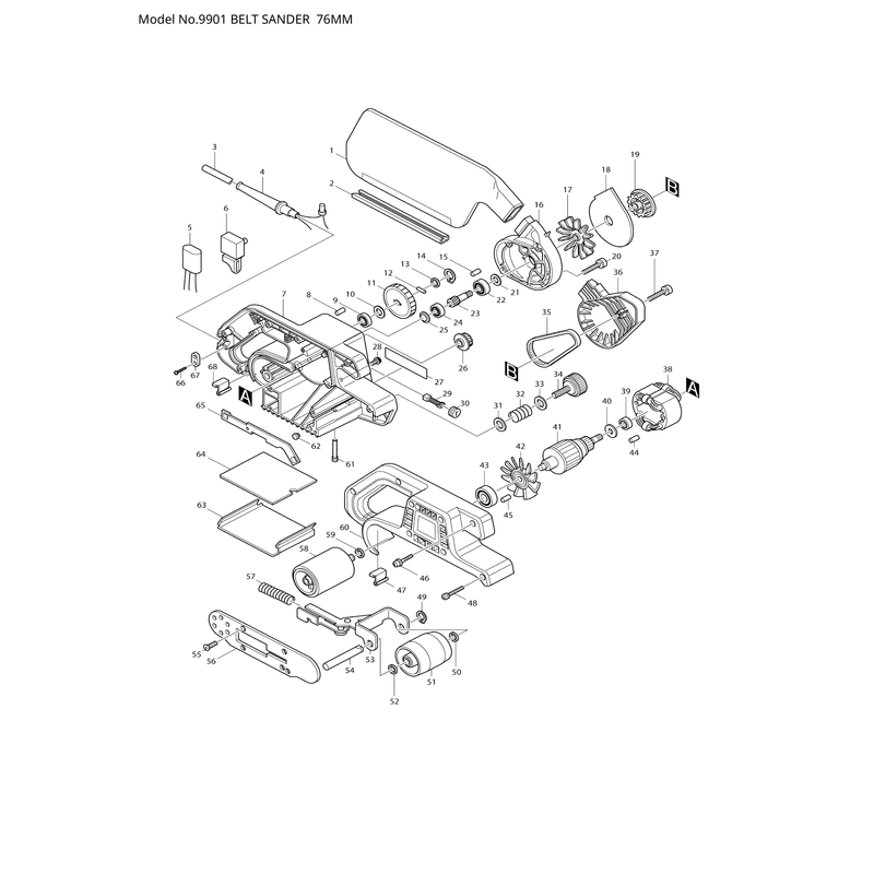 Makita 9901 — сборочный чертёж, лист 1, деталь 518618-8 поз. 041F1