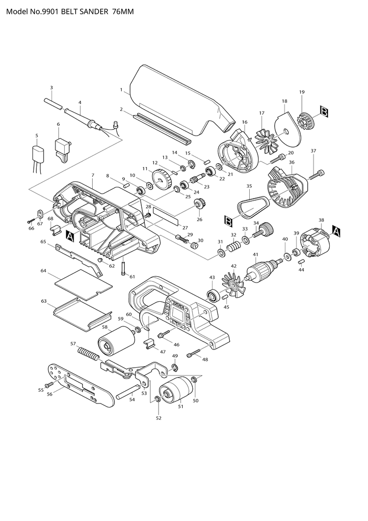 Makita 9901 — сборочный чертёж, лист 1, деталь 518618-8 поз. 041F1