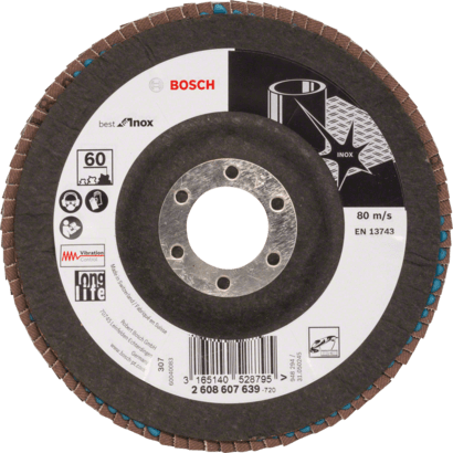 New Genuine Bosch 2608607639 X581 Best for Inox Flap Discs, Angled Version For