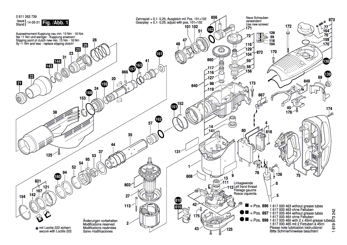 Nouveau véritable Bosch 1617000894 Mécanisme d'impact Mécanisme