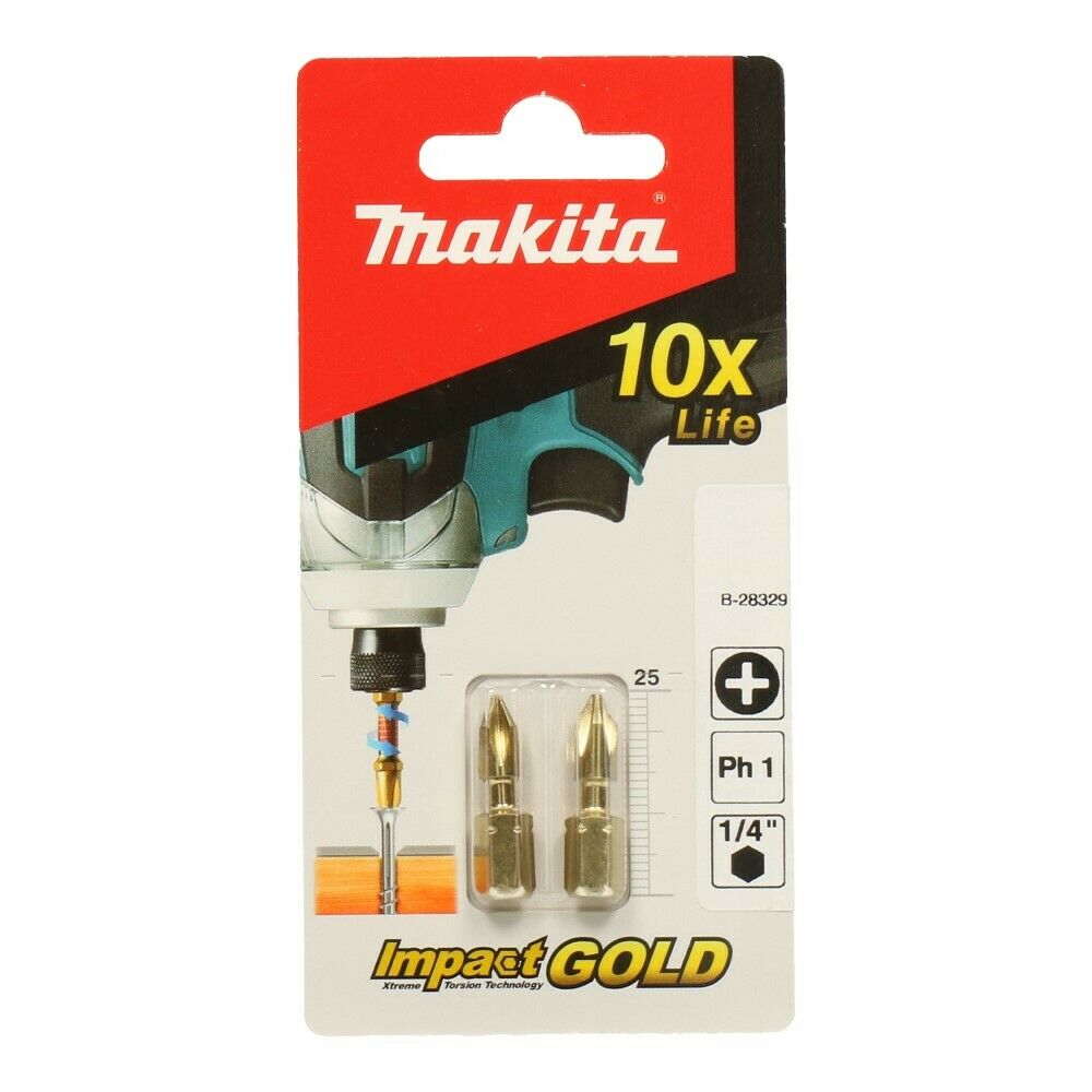 Neu Original Makita B-28329 Impact Gold Torsion Einsatz Bit PH1 25mm