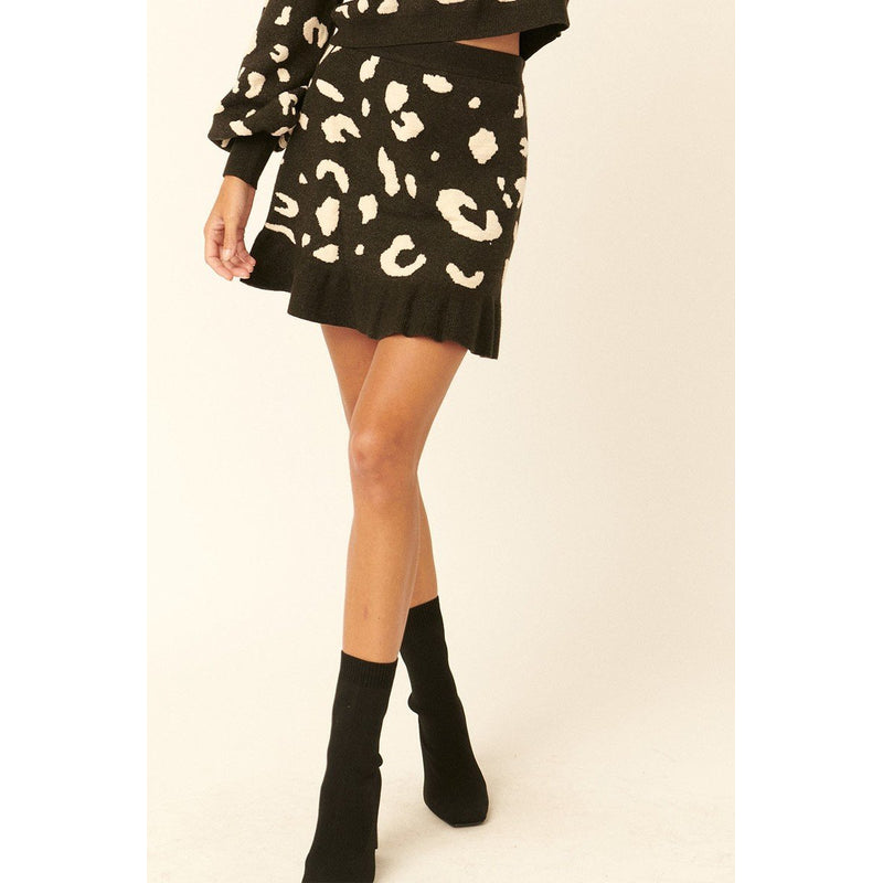 A Leopard-print Knit Mini Skirt