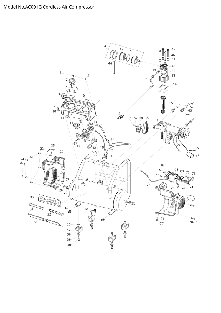 Makita AC001G — сборочный чертёж, лист 1, деталь HY00000344 поз. 012