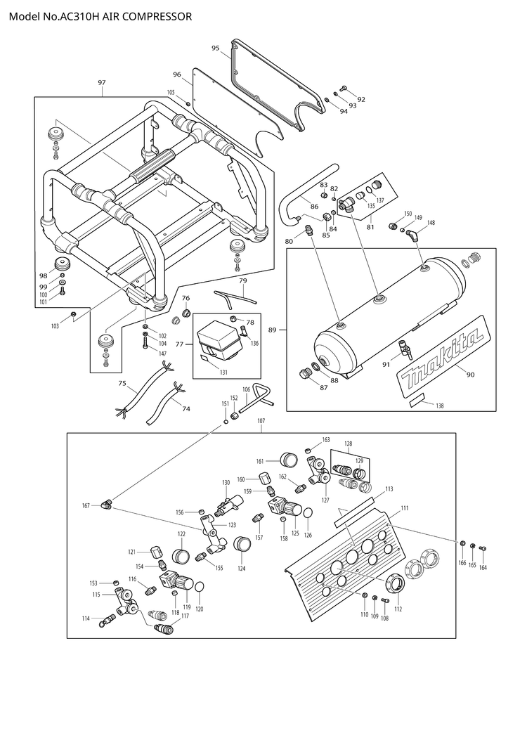 Makita AC310H — сборочный чертёж, лист 2, деталь HY00000244 поз. 030
