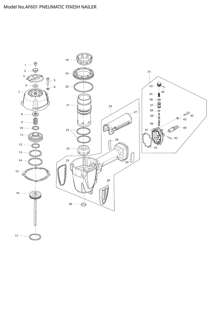 Makita AF601 — сборочный чертёж, лист 1, деталь HY00000560 поз. 087